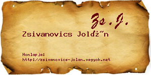 Zsivanovics Jolán névjegykártya